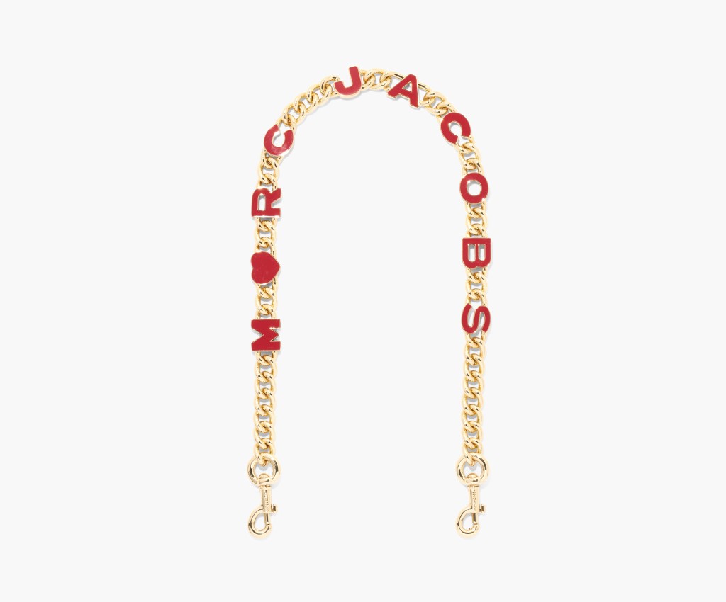 The Heart Charm Chain Shoulder Strap (True Red/Gold)